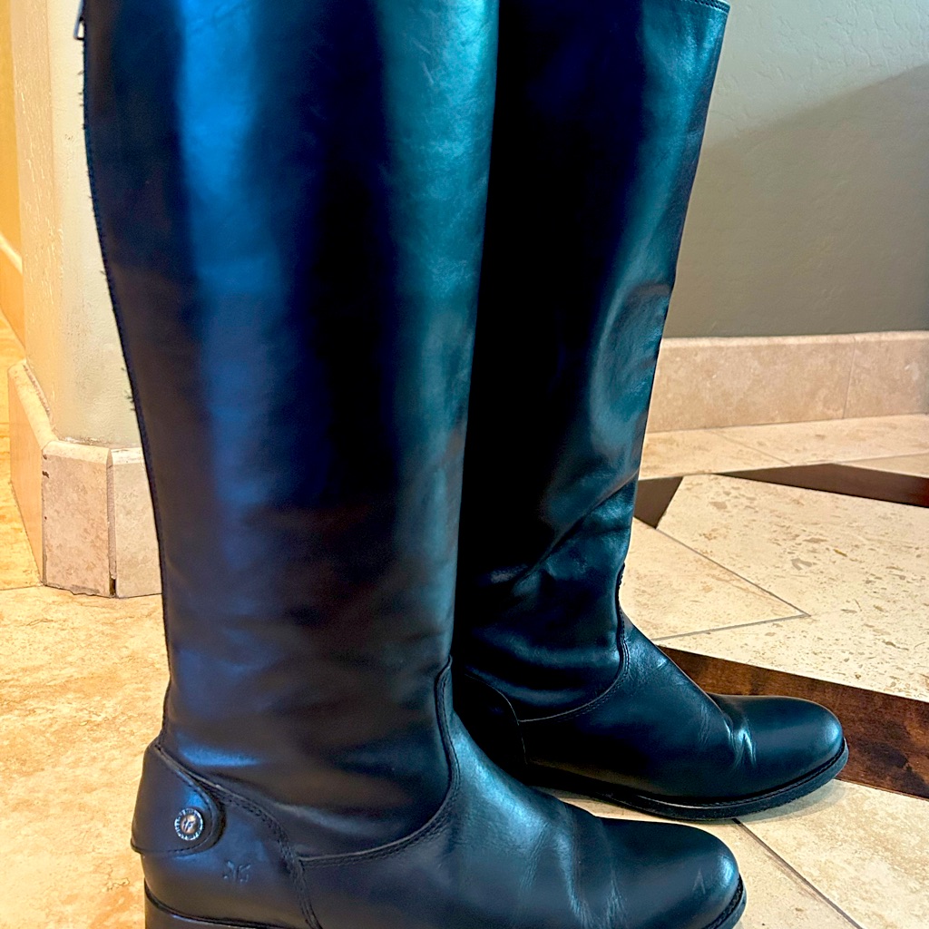 Women’s Frye Leather Knee High Boot. Black Melissa Button Back Zip. Size 7.5.